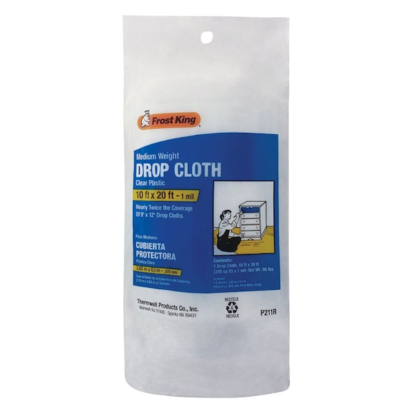 Thermwell Products Frost King 10 ft. W X 20 ft. L X 1 mil Plastic Drop Cloth 1 pk P211R - main